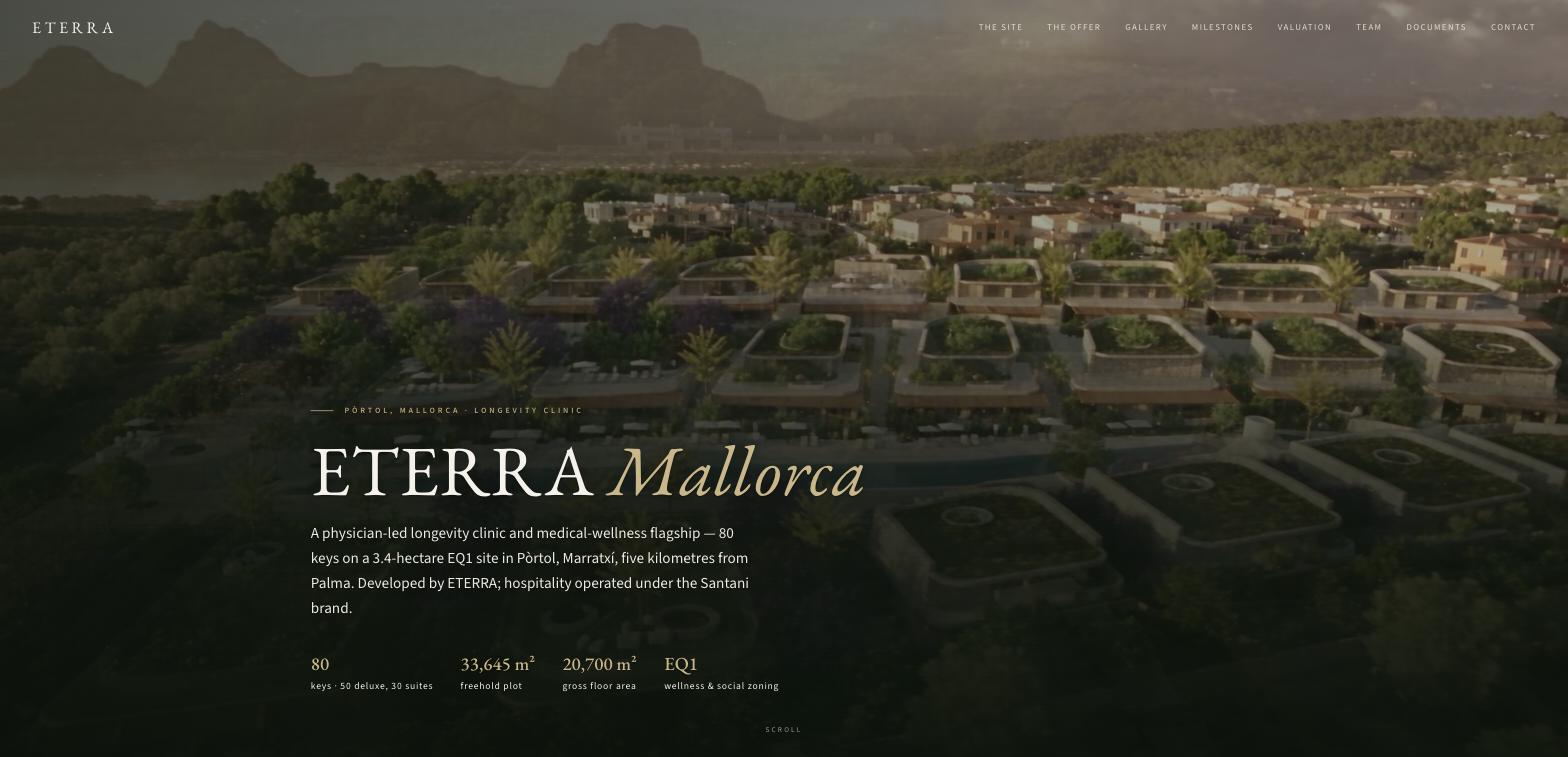 ETERRA Mallorca longevity clinic project website