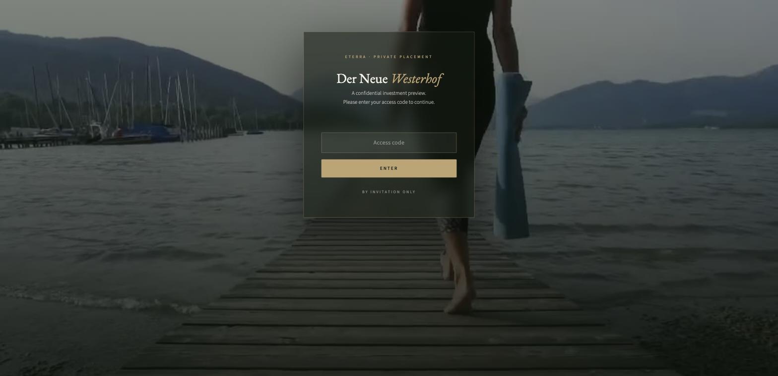 Der Neue Westerhof private access site, Tegernsee